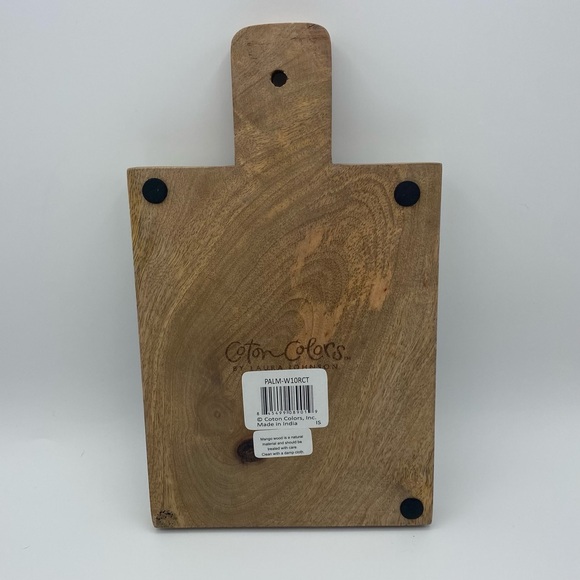 Coton Colors Palm Leaf Serving Tray Small Mango Wood 10 Inches Green Gift Flaws - Picture 2 of 10